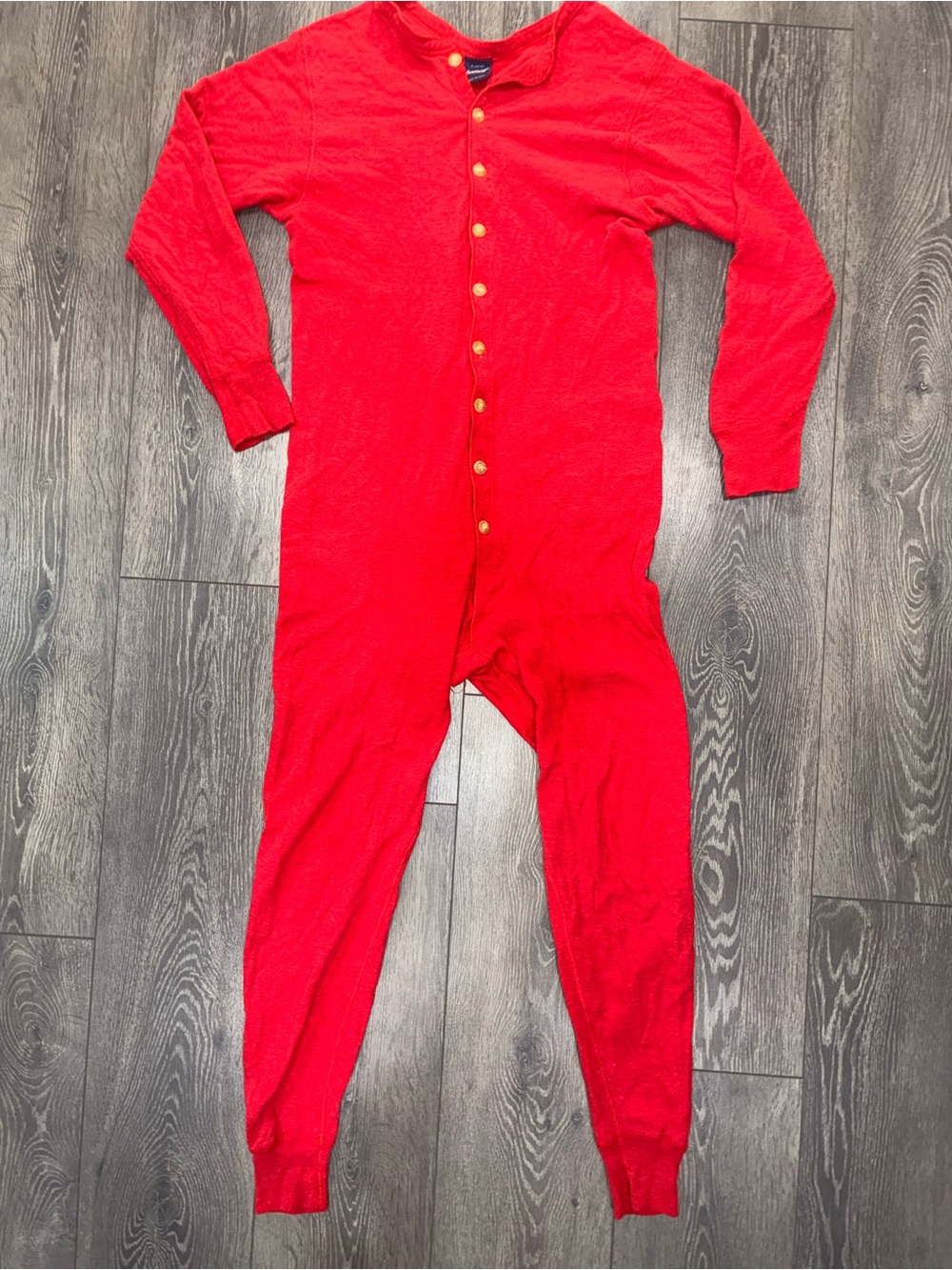 Vintage Long Johns Men’s Large Duofold Butt Flap One-Piece Snap Front Pajamas